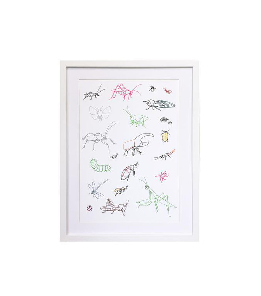 Embroidered Bugs Framed Art