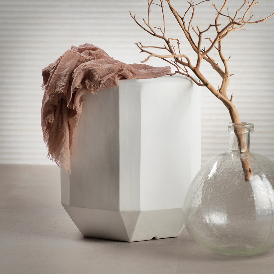 Beveled Earthenware Stool