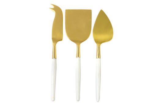 White & Gold Cheese Knives Set