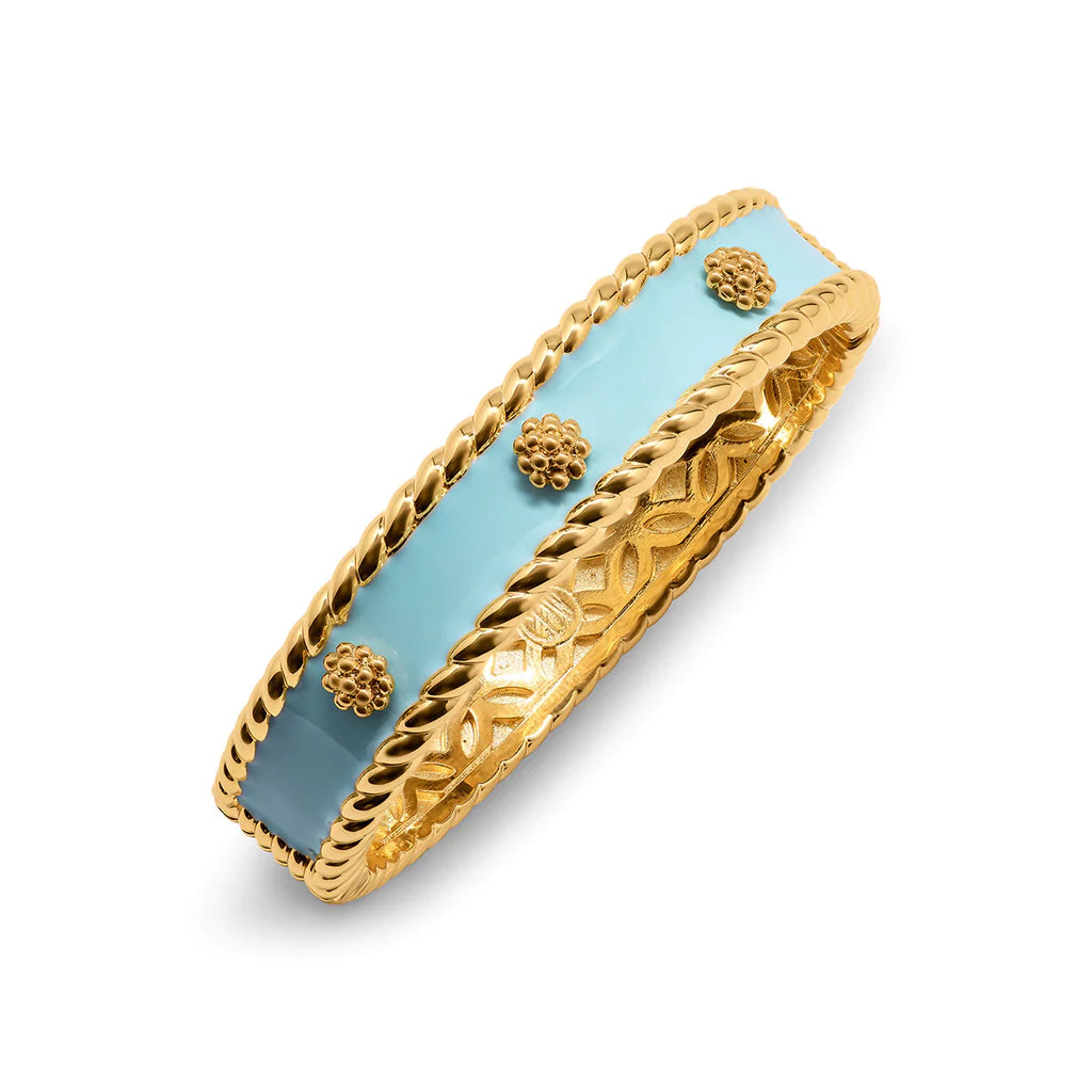 Berry Enamel Hinged Cuff in Turquoise