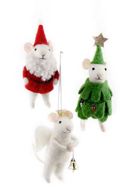 Merry Xmas Mouse Felt Ornament