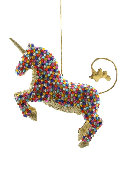 Jeweled Prancing Unicorn Ornament