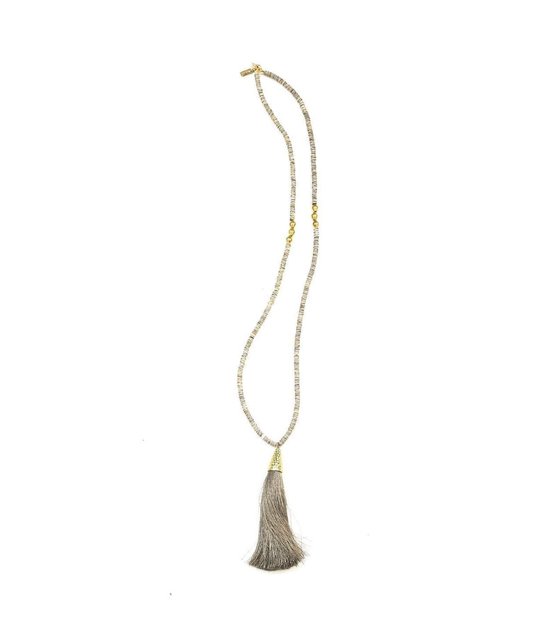 Grey Shell Tassel Necklace